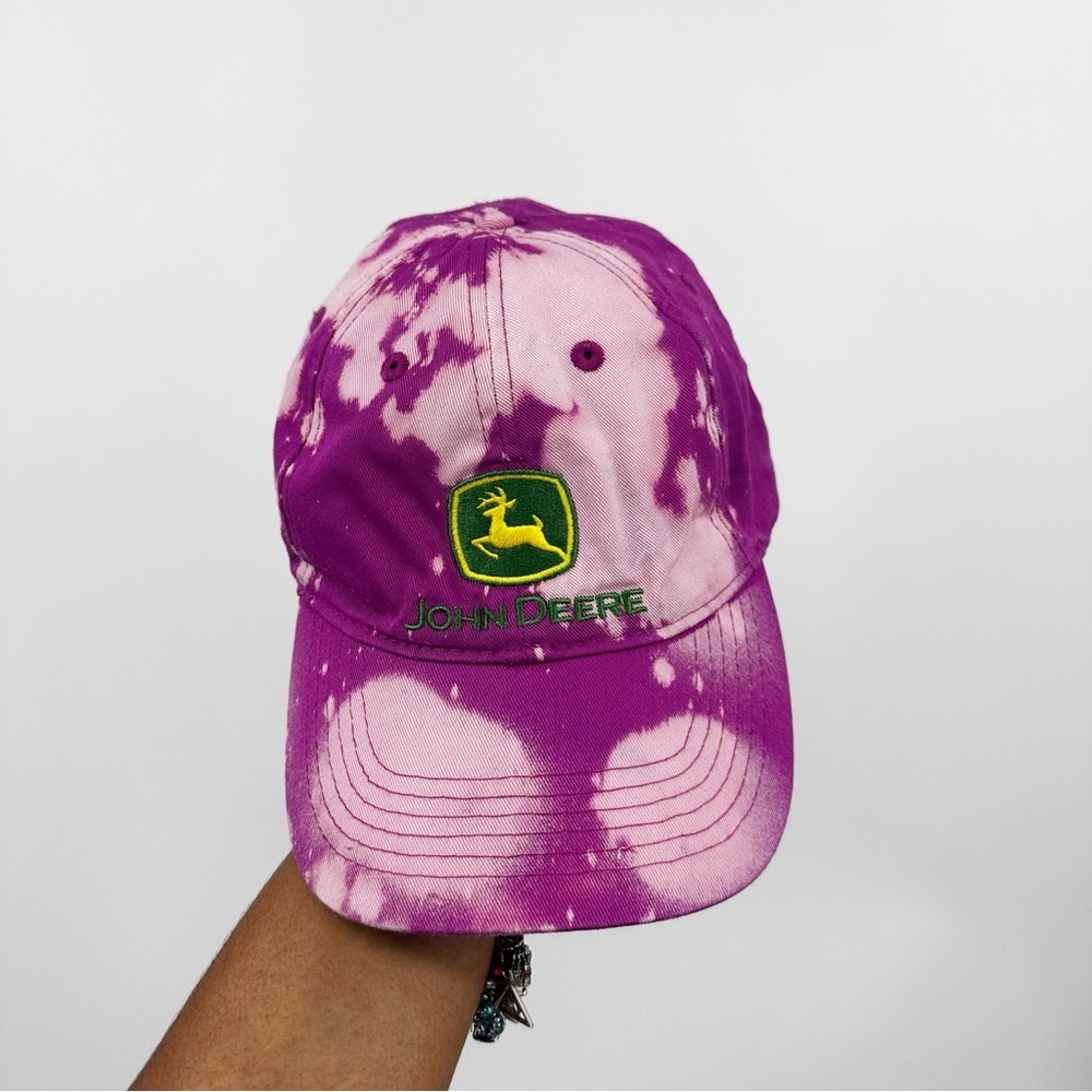John Deere Custom Bleach Splatter Dad Hat OS Embroidered Logo